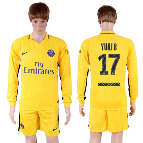 Paris Saint-Germain #17 Yuri B Away Long Sleeves Soccer Club Jersey